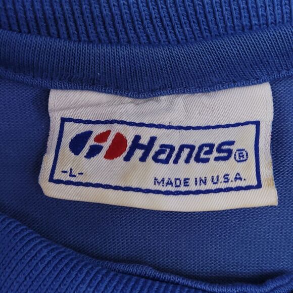 Hanes Casual Collared Short Sleeve Polo Shirt Adult Mens Size Large L Blue - Picture 3 of 10